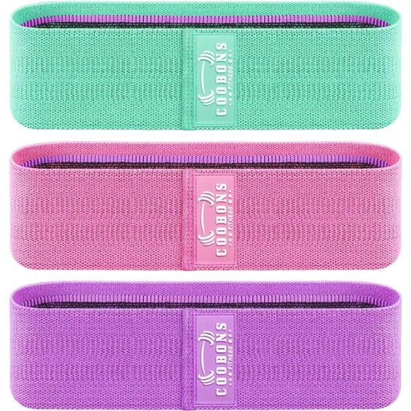 Resistance Bands Set -Booty & Legs Exercise Bands,Anti-Slip Fabric Stretch Bands - Picture 1 of 6